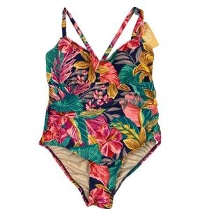 Kona Sol Tropical  one-piece swimsuit size 14W NWT